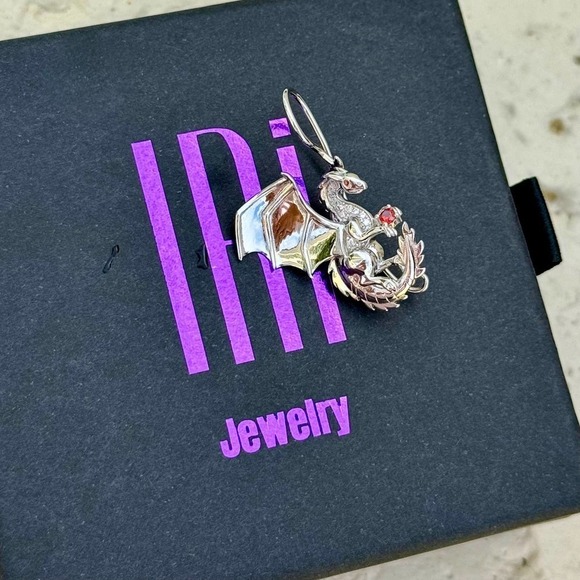 Dragon non-pierced ear cuff with CZ diamonds - Sterling Silver 925 - Picture 2 of 3